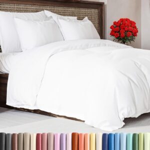 Duvet Cover Queen Size Set - Extra Soft Queen Duvet Cover 90" x 90" with 2 Pillow Shams - Hotel Luxury, Easy Care and Fade Free w/ Zipper Closures & Ties - All Season, Comfy, Cozy & Breathable (White)