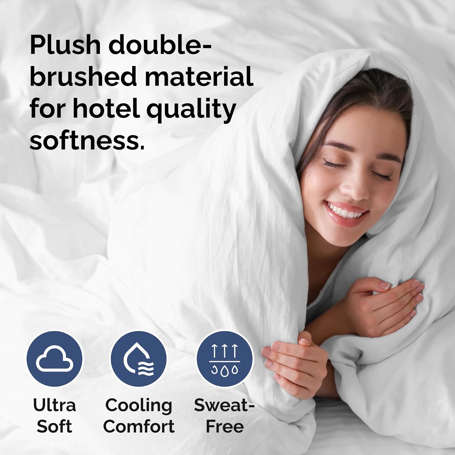 Duvet Cover Queen Size Set - Extra Soft Queen Duvet Cover 90" x 90" with 2 Pillow Shams - Hotel Luxury, Easy Care and Fade Free w/ Zipper Closures & Ties - All Season, Comfy, Cozy & Breathable (White) - Image 3