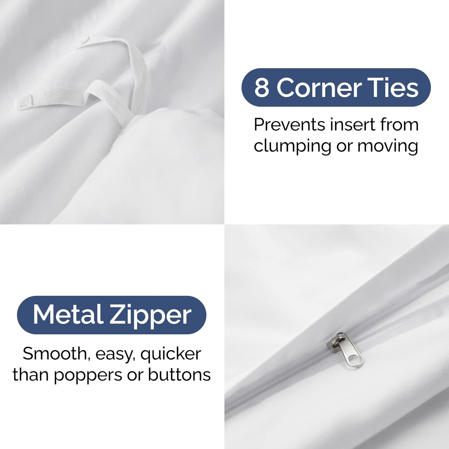 Duvet Cover Queen Size Set - Extra Soft Queen Duvet Cover 90" x 90" with 2 Pillow Shams - Hotel Luxury, Easy Care and Fade Free w/ Zipper Closures & Ties - All Season, Comfy, Cozy & Breathable (White) - Image 4